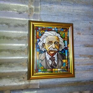 Albert Einstein Stained Glass Style Framed Art Print By Neon Nicho